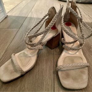 Joie Felina Cream Heels with Lace-Up Design